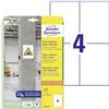 Avery Zweckform l7876 - 20 forte haftende carta autoadesiva, 105 x 148 mm, 20 fogli/80 etichette, colore: bianco