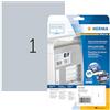 HERMA Etichette per Targhette, 210 x 297 mm, Etichette Adesive A4 per Stampante, 1 Etichette per Foglio, Argento