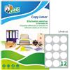 Tico Italia LP4W-60 Etichette adesive bianche multiuso, 100 fogli A4, rotonde diam 60mm, 12 etichette per foglio, adesivo permanente, stampanti laser e inkjet
