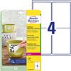 Avery Zweckform Avery Dennison-Etichette multiuso, forma L4774rev-20 impermeabile etichette, Again rimovibili, 99,1 x 139 mm, 20 fogli, 80 pezzi, colore: bianco