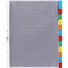Durable 663319 - Busta intercalare forata, cavalierini colorati, set di etichette bianche e stampate, f.to A4, 12 tasti, foratura universale, trasparente