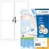 HERMA Etichette Adesive A4, 99,1 x 139 mm, 400 Etichette, Bianco
