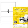 TopStick Etichette autoadesive per dorso, 4 per foglio A4, 100 fogli, 192 x 61 mm, 400 etichette, adesive vuote per cartelle a leva, per stampanti laser e inkjet, bianco