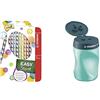 Stabilo EASYcolors matite colorate ergonomiche per Mancini - Astuccio da 12, 12 Pezzi & Easy Temperamatite Petrolio per Mancini