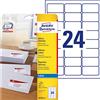 Avery Zweckform, J8159-25 Etichette Quick Dry, 24 Etichette per Foglio, 63.5X33.9, 25 Fogli