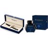 Waterman Expert 3 Penna Stilografica Black Gold Trim, Finiture Cromate, Pennino Medio + Flacone Inchiostro Blue Lavabile