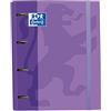 Oxford, Raccoglitore a 4 anelli A4+ con copertina extra con gomma. Include griglia di ricambio 5 x 5. Colore Malva