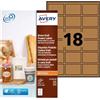 Avery Italia L7562-25 - Confezione da 450 etichette adesive, 25 fogli, dimensioni: 42 x 62 mm, colore: marrone naturale