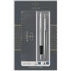 Parker Jotter Duo set regalo con penna a sfera e penna stilografica | acciaio inossidabile con finiture cromate | cartucce e ricarica di inchiostro blu | confezione regalo