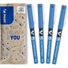 PILOT - Set di 4 V5 - Penna roller con Inchiostro liquido e punta Fine per una scrittura fluida e precisa - Asciugatura rapida, non sanguina - Blu - Punta Fine (0,5 mm)