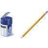Staedtler temperamatite a due fori con serbatoio 512 001 & Amazon Basics - Matite pre-temperate in legno #2 HB, Confezione da 30 pezzi