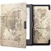 kwmobile Custodia eReader Compatibile con Kobo Aura Edition 1 Cover - eBook Reader Flip Case - marrone/marrone chiaro - Mappamondo vintage