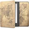 kwmobile Custodia eReader Compatibile con Kobo Aura H2O Edition 2 Cover - eBook Reader Flip Case - marrone/marrone chiaro - Mappamondo vintage