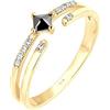 Elli Anello da Donna in Argento 925 con Zirconia Cubica Nera Principessa, Misura 52 (166)