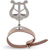 GEWA Porta spartiti da marcia Flauto - Nichelato - Lira di medie dimensioni - 2 Pulsanti - Ampio bracciale in pelle