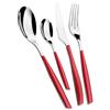 BUGATTI, Glamour, Set Posate 24 Pezzi in Acciaio Inox 18/10 e Manico Colore Rosso. Set Posate 6 Persone Composto da 6 cucchiai, 6 forchette, 6 coltelli e 6 cucchiaini caffè