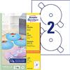 Avery Zweckform Avery Italia L7676-100 Etichette Full-Face per CD, 2 Pezzi per Foglio, 100 Fogli, Diametro 117 mm, Bianco