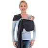 Hoppediz Ring-Sling, Fascia porta bebè per neonati e bambini con due anelli in alluminio, 0-36 mesi, 3-20 kg, Londra nero-grigio