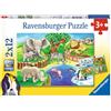Ravensburger - Puzzle 2x12 Pezzi Animali Dello Zoo | Puzzle Bambini 3 Anni | Dimensioni Di 26x18 Cm | Regalo Bambino 3 Anni | Regalo Originale