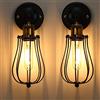 Chrasy 2PC E27 Metallo Lampada da Parete Vintage Lampada Muro Applique a Gabbia Applique da Parete Lampada Muro Perfetto per Camera da Letto, Soggiorno, Bagno, Corridoio, Scale