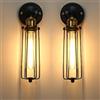 Chrasy 2PC E27 Metallo Vintage Lampada da Parete Muro Lampada Applique da Parete Lampada Muro Interni Decorazione per Camera da Letto, Soggiorno, Bagno, Corridoio, Scale