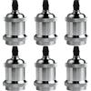 DiCUNO E27 Vintage Portalampada, Edison retro lampada a sospensione, Adattatore in ceramica solida, 6 Pezzi di colore cromato socket