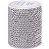 PH PandaHall 5mm Corda Nylon Intrecciato Cordino Decorativo Ritorto, 18 Iarde Argento Corda Decorativa a 3 Strati per Decorazioni per la Casa Avvolgimento Regalo Natale Fai da Te