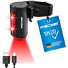 FISCHER Fanale posteriore per bicicletta Twin con luce a 360° per maggiore visibilità e protezione, batteria ricaricabile