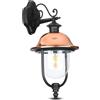 V-TAC LAMPADA DA GIARDINO A PARETE LANTERNA ATTACCO E27 DOWN NERA VT-852-LED7531