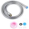 GWCLEO Flessibile per Doccia, GWCLEO Tubo per Doccia in Acciaio Inox da 1,5 m con Connettori in Ottone Solido Connettori e Doppio Interblocco, Tubo Doccia Flessibile Cromato
