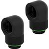 Corsair Hydro X Serie, Adattatore Rotary 90°, Confezione Doppia (BSPP G1/4 Filettatura, Ottone Massiccio Durata, Meccanismo di Rotazione a Tenuta, Finitura Alta Qualità, Ottimizzato per Portate) Nero