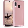 kwmobile Custodia Compatibile con Samsung Galaxy A20e Cover - Back Case Morbida - Protezione in Silicone TPU Effetto Metallizzato oro rosa metallizzato