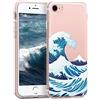 kwmobile Custodia Compatibile con Apple iPhone SE (2022) / iPhone SE (2020) / iPhone 8 / iPhone 7 - Cover Silicone TPU - Protezione Back Case - New Japanese Wave blu/bianco/trasparente