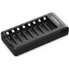 POWEROWL AA AAA Caricabatterie per Pile Ricaricabili 8 Slot Indipendente Ni-MH Ricaricabili Caricabatterie con Indicatore LED (Senza Adattatore)
