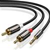 UGREEN Cavo RCA Jack 3,5mm Macho Cable AUX 2RCA Audio Addattatore Compatible con Smartphone, PC, TV, Tablet, MP3, iPod, Amplificatore, Impianto Stereo, Home Theatre (1M)