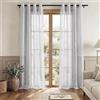 PONY DANCE Tende Camera da Letto Effetto Lino Semitrasparenti per Interni Tende Soggiorno Moderna Curtains Confezionate con Anelli 2 Pezzi L 132 x A 240 CM, Grigio Chiaro