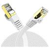VEEtOP Cavo Ethernet LAN di Rete Cat 7 Cavi Internet RJ45 Piatto, Velocità 10 Gigabits/s (50m, Bianco)