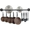 OROPY Mensola d'attaccatura degli Utensili della Cucina, 100cm Supporto della Parete dell'Acciaio Inossidabile dello scaffale con 14 Ganci (Nero)
