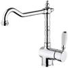 Paini - Rubinetto Miscelatore Monocomando Cucina, Lavello, Cromato, Leva laterale con bocca alta orientabile, Canna antica, Design barocco, interamente prodotto e lavorato in Italia