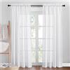 PONY DANCE Tende Semitrasparenti con Tasca Camera da Letto Tende per Finestre a Vetro per Salotto Eleganti Curtains Bianche per Interni 2 Pezzi L 132 x A 213 CM