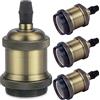 DiCUNO E27 Vintage Portalampada, Edison retro lampada a sospensione, Adattatore in ceramica solida, 4 Pezzi di champagne oro socket