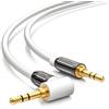 deleyCON 3,0m Cavo Jack 3,5mm AUX Cavo Audio Stereo Spinotto Jack 1x angolato 90° per PC Laptop Cellulare Smartphone Tablet Auto Ricevitore HiFi - Bianco