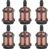 DiCUNO E27 Vintage Portalampada, Edison retro lampada a sospensione, Adattatore in ceramica solida, 6 Pezzi di rame rosso socket