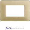 BTICINO AM4803CAV Placca 3 Moduli Avorio Con Copertura trasparente in tecnopolimero Matix