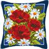 VERVACO Kit Cuscino Punto Croce Fiori Rossi Set Ricamo Principianti Cuscini Gobelin Decorativi ca. 40 x 40 cm Accessori per Lavoretti Creativi DIY Casa Decor Hobby Adulti Cross Stitch