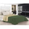 Italian Bed Linen Trapuntino Estivo Linea Elegant Made in Italy Copriletto Stampato in Morbida Microfibra - Trapunta Primavera Estate Mezza Stagione - Piazza e Mezza 220x270cm, Verde Scuro/Panna