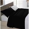 Italian Bed Linen Completo Letto Natural Color, 100% Cotone, Nero/Grigio Chiaro, Matrimoniale