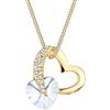 Elli Collana con Pendente con Cristalli Swarovski, a Forma di Cuore da Donna, in Argento 925 , Oro, Misura 45