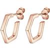 Elli Orecchini da donna a cerchio esagonale, look minimal, in argento sterling 925, Argento