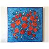 Generic DORON ARTE QUADRO MODERNO ASTRATTO DIPINTO A MANO TELAIO GALLERY BORDI DIPINTI - FIORI ROSSI - 50x50x4 cm -RIF40
